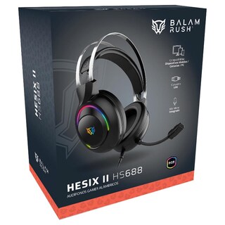 Foto 5 | Audífonos Diadema Gamer Balam Rush Hesix II HS688 Micrófono USB/Jack 3.5 mm RGB Negro