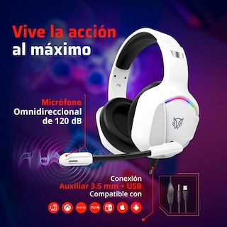 Foto 3 | Audifonos Diadema Gamer Balam Rush Orphix Ii Hs699 Micrófono Usb/jack 3.5mm Rgb Blanco Br-941198