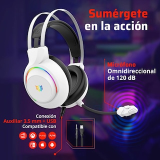 Foto 3 | Audífonos Diadema Gamer Balam Rush Hesix Ii Hs688 Micrófono Usb/jack 3.5mm Rgb Blanco Br-941211