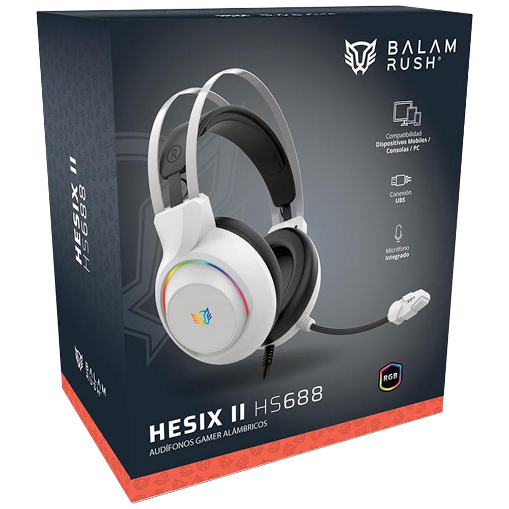 Foto 5 | Audífonos Diadema Gamer Balam Rush Hesix Ii Hs688 Micrófono Usb/jack 3.5mm Rgb Blanco Br-941211