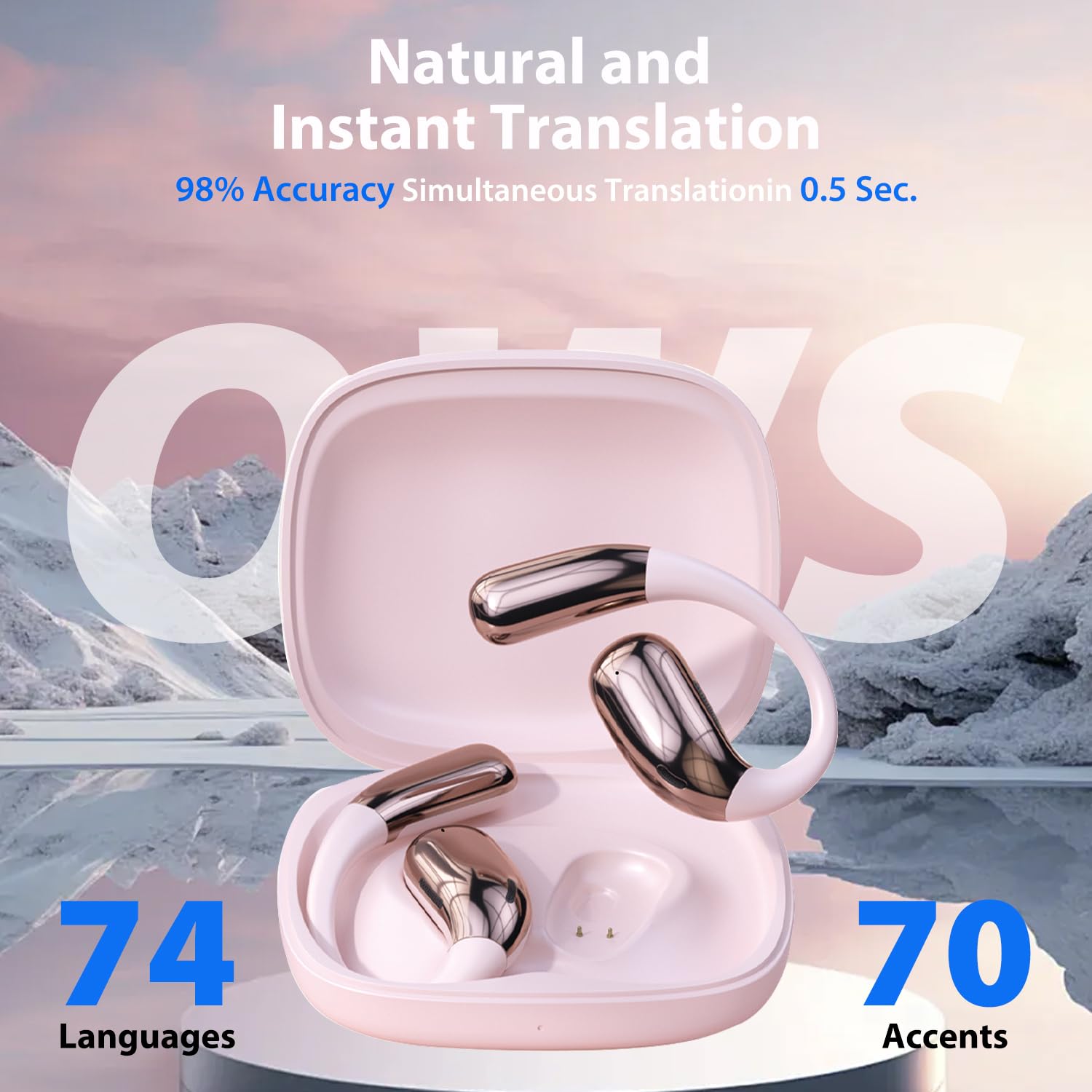 Foto 3 pulgar | Auriculares De Traducción Con Ia, Traductor De Idiomas, 144 Idiomas, Rosa - Venta Internacional.