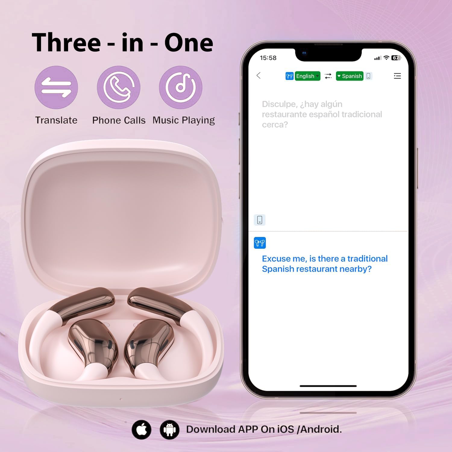 Foto 4 pulgar | Auriculares De Traducción Con Ia, Traductor De Idiomas, 144 Idiomas, Rosa - Venta Internacional.