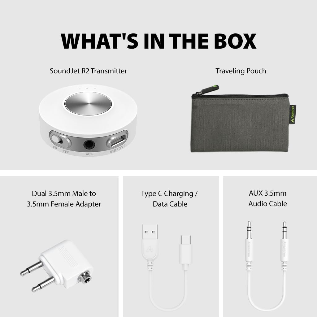 Foto 7 | Adaptador Bluetooth 5.3 Avantree Soundjet R2 Para Avión Y Pc - Venta Internacional.