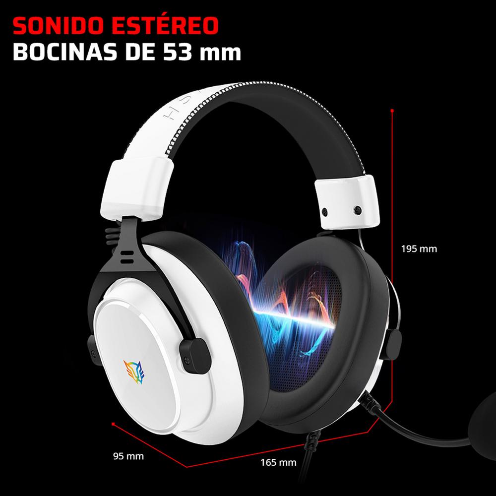 Foto 6 pulgar | Audifonos Diadema Gamer Balam Rush Aviator Expert Ha777 Microfono Desmontable 3.5mm + Usb Rgb Pc Con