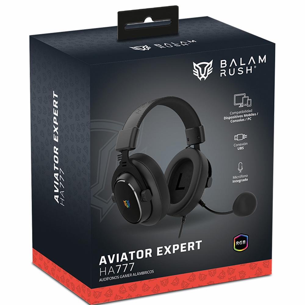 Foto 7 pulgar | Audifonos Diadema Gamer Balam Rush Aviator Expert Ha777 Microfono Desmontable 3.5mm + Usb Rgb Pc Con
