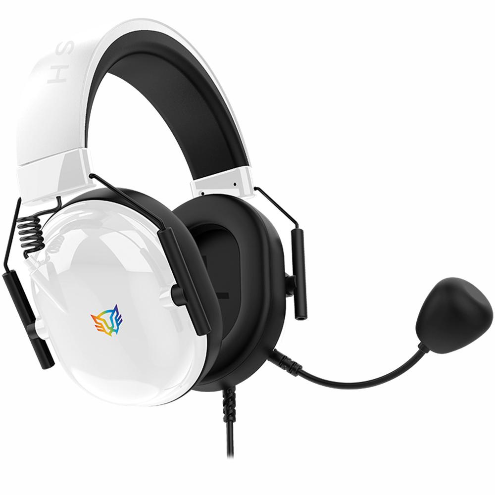 Audifonos Diadema Gamer Balam Rush Aviator Level Ha757 Microfono 3.5 + Usb Rgb Blanco Br-941174