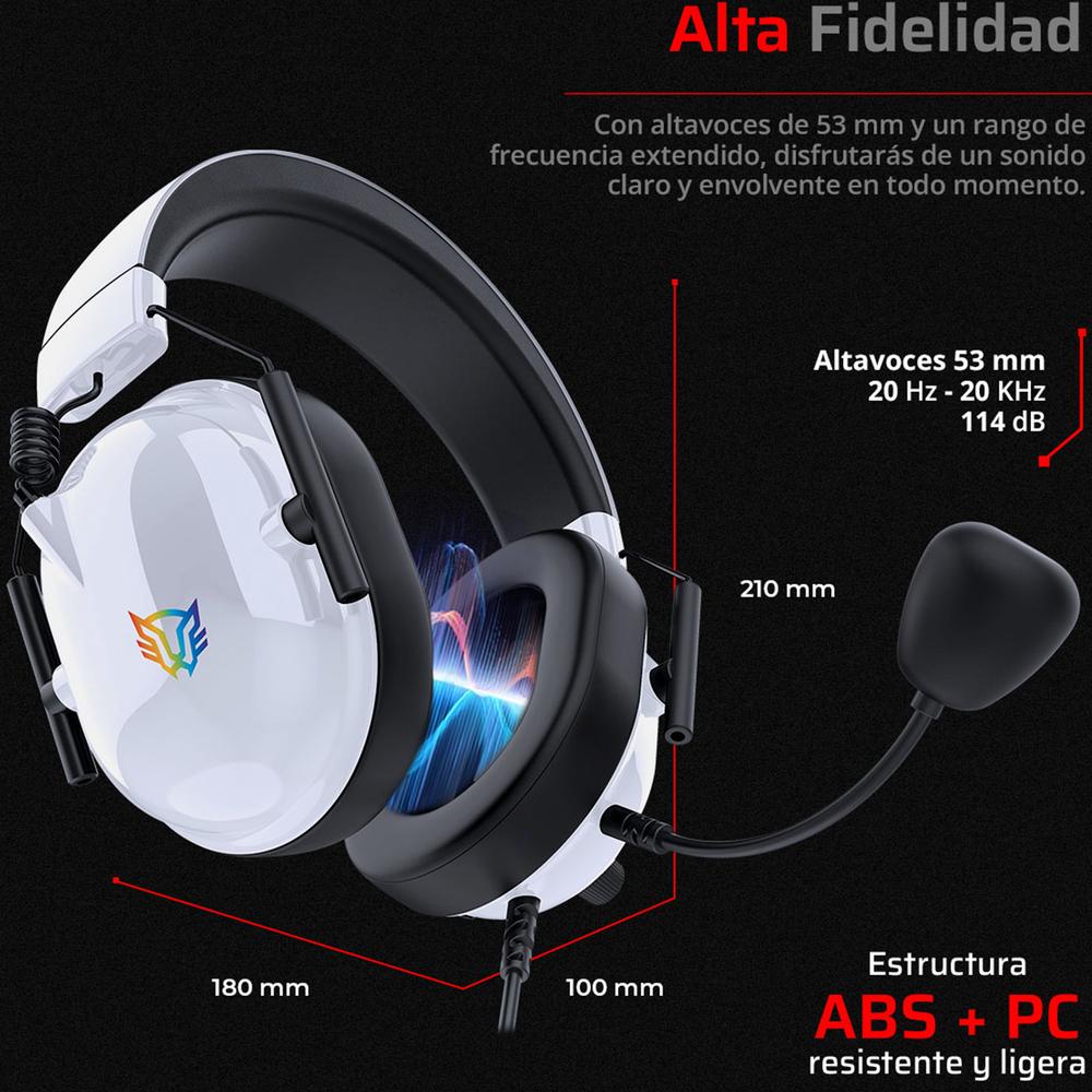 Foto 6 pulgar | Audifonos Diadema Gamer Balam Rush Aviator Level Ha757 Microfono 3.5 + Usb Rgb Blanco Br-941174