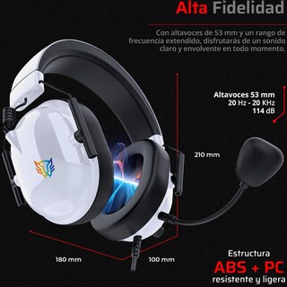 Foto 5 | Audifonos Diadema Gamer Balam Rush Aviator Level Ha757 Microfono 3.5 + Usb Rgb Blanco Br-941174