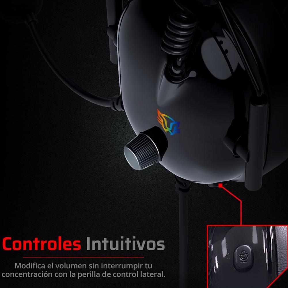 Foto 6 pulgar | Audifonos Diadema Gamer Balam Rush Aviator Level Ha757 Microfono 3.5 + Usb Rgb Negro Br-941167