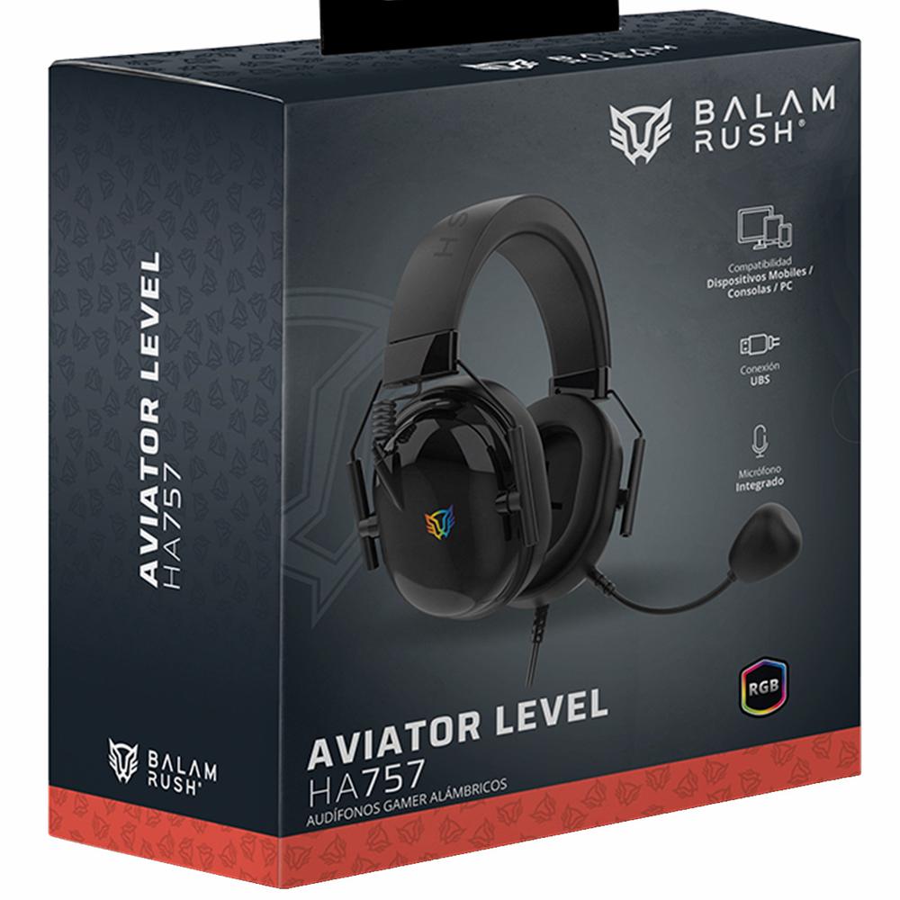 Foto 7 pulgar | Audifonos Diadema Gamer Balam Rush Aviator Level Ha757 Microfono 3.5 + Usb Rgb Negro Br-941167