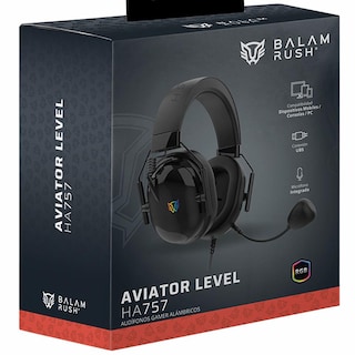 Foto 6 | Audifonos Diadema Gamer Balam Rush Aviator Level Ha757 Microfono 3.5 + Usb Rgb Negro Br-941167