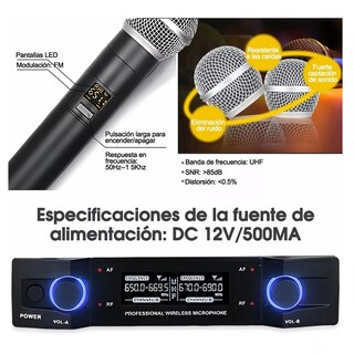 Foto 3 | 2 Micrófonos Inalámbrico Eo Safe Imports Esi-6432 color Negro