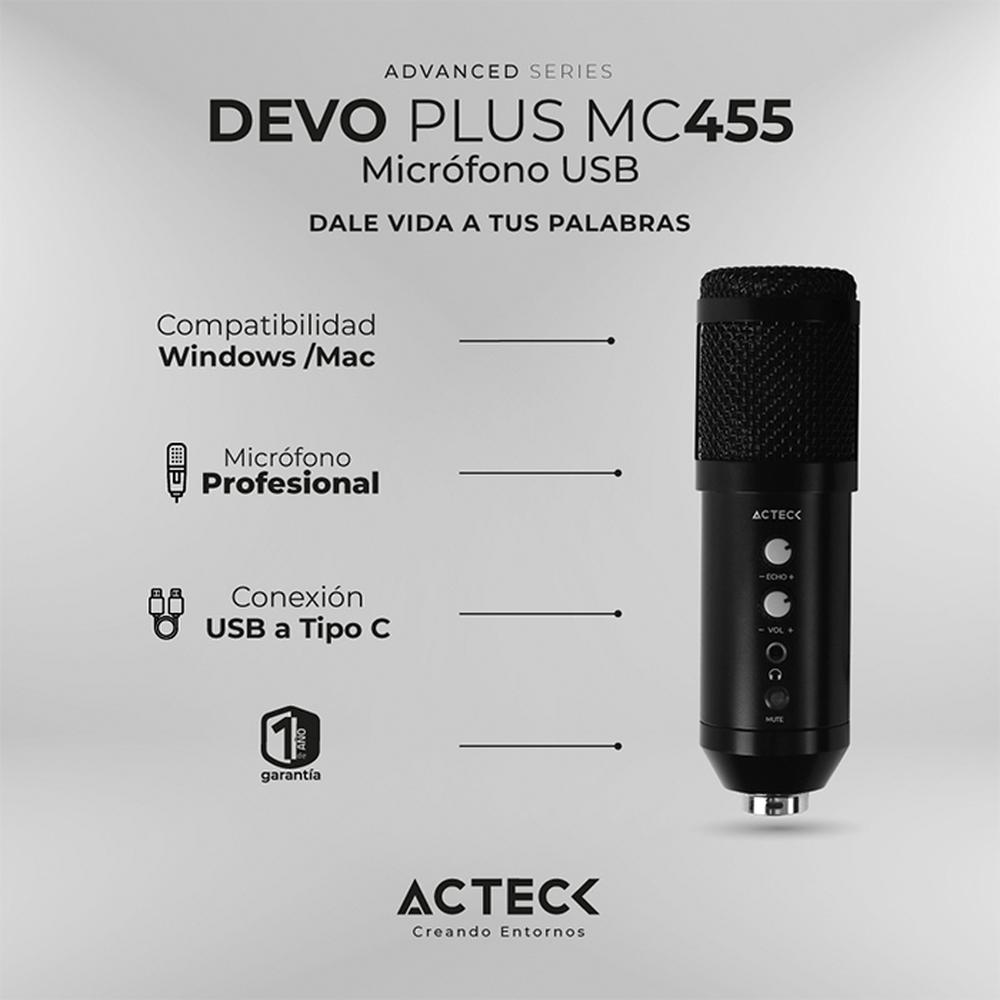 Foto 3 | Microfono Gamer Actcek Devo Plus Mc455 Tripie Usb-c Ac-936446 Color Negro