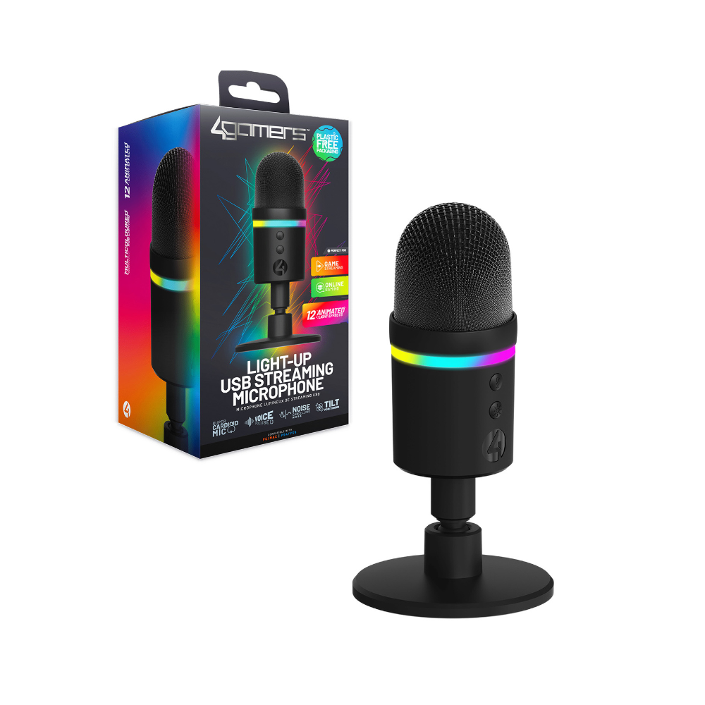 Foto 1 | Micrófono Streaming 4gamers: Usb Con Luz Led Rgb, Supercardioide, Cancelación De Ruido - Negro