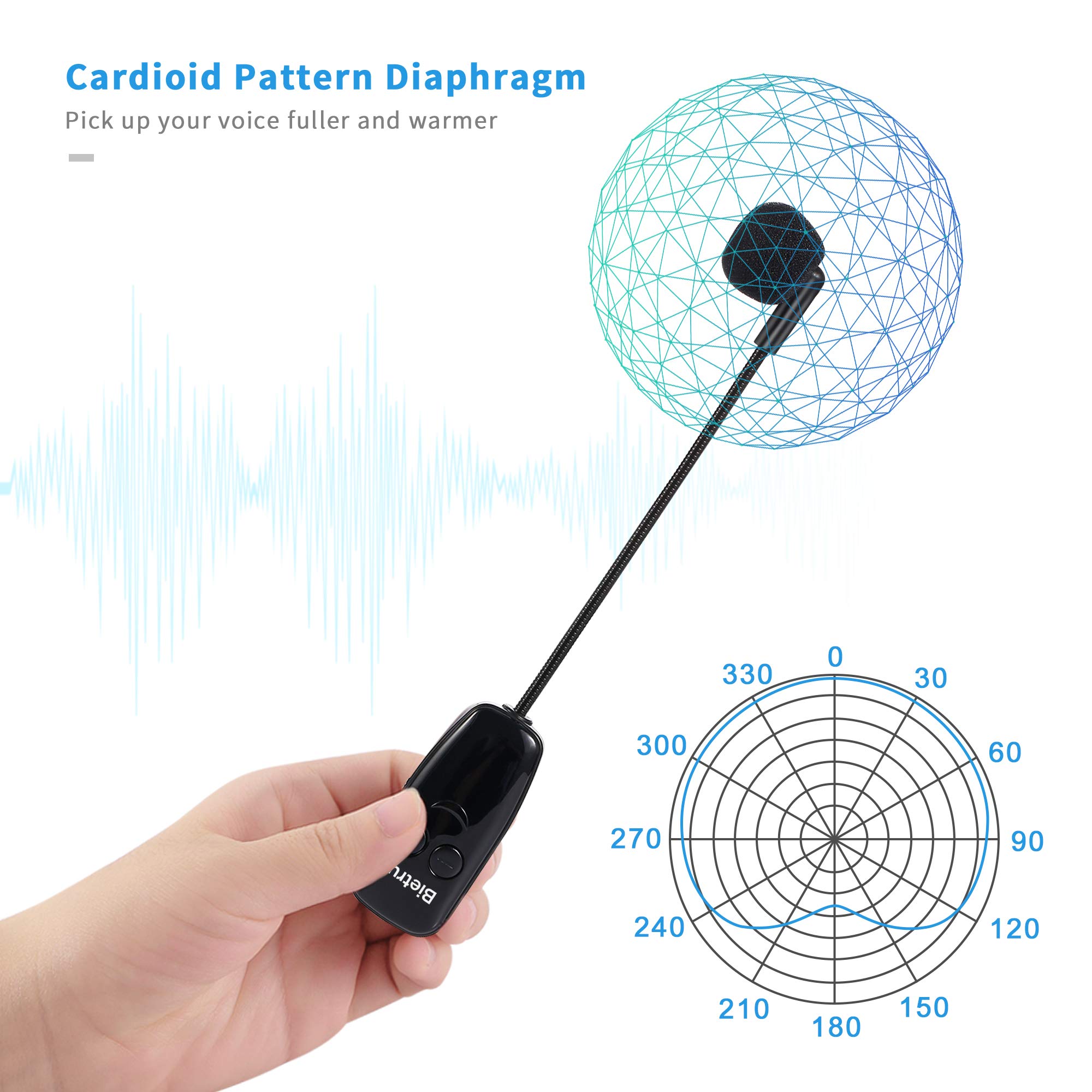 Foto 8 pulgar | Auriculares Con Micrófono Inalámbrico Bietrun Uhf Con Alcance De 160 Pies - Venta Internacional.