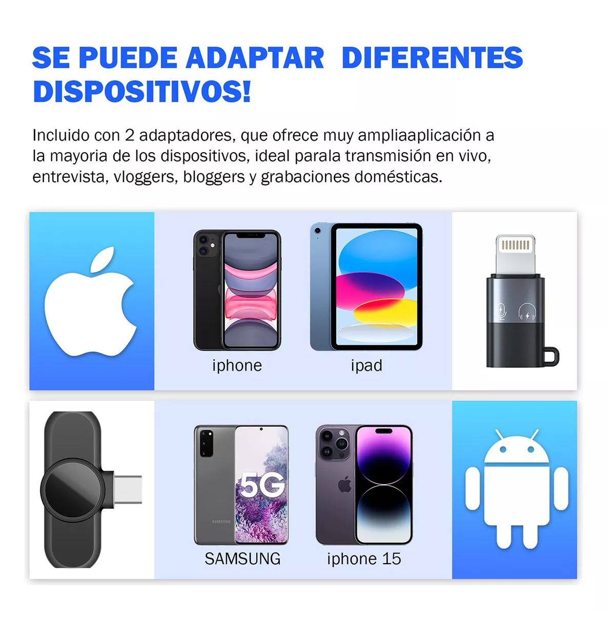 Foto 4 | Microfono Inalambrico Solapa Para Iphone Android 2 Pzs