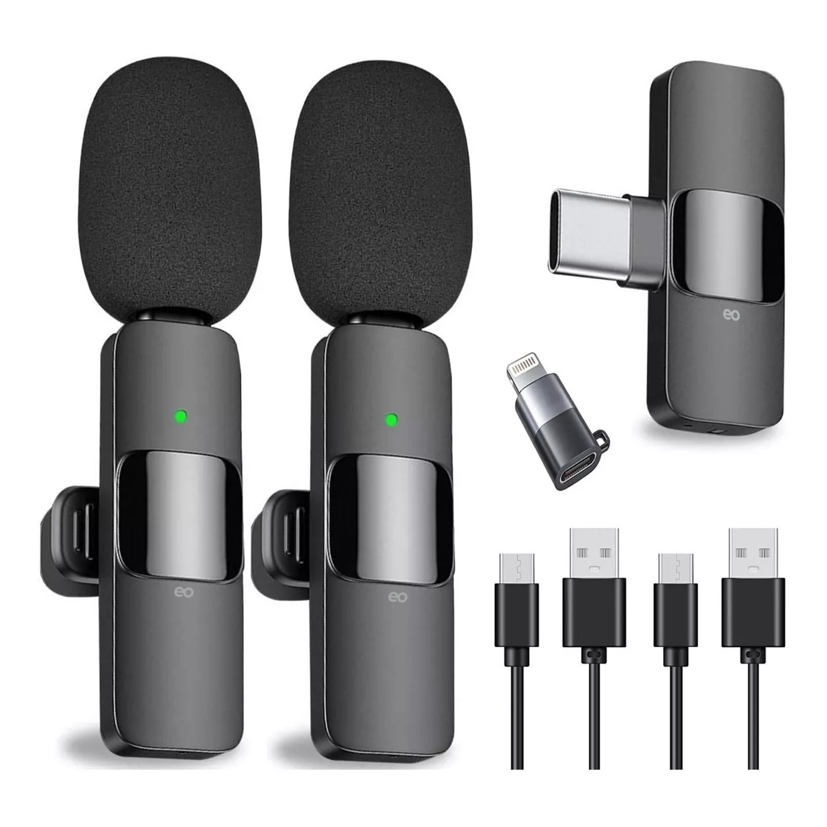 Foto 2 | Set 2pcs Micrófono Inalámbrico Para Iphone Ipad Android Eo Safe Imports Esi-4982-1 Negro