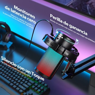 Foto 2 | Micrófono Gamer Rgb Condensador Usb Eo Safe Imports Esi-12898-1 Negro