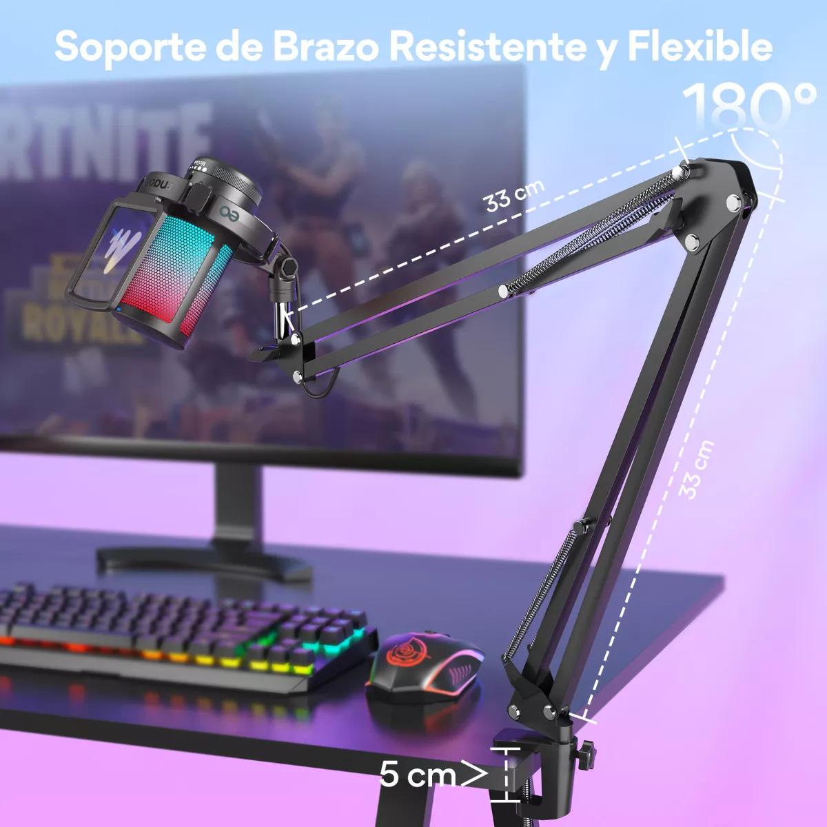Foto 3 | Micrófono Gamer Rgb Condensador Usb Eo Safe Imports Esi-12898-1 Negro