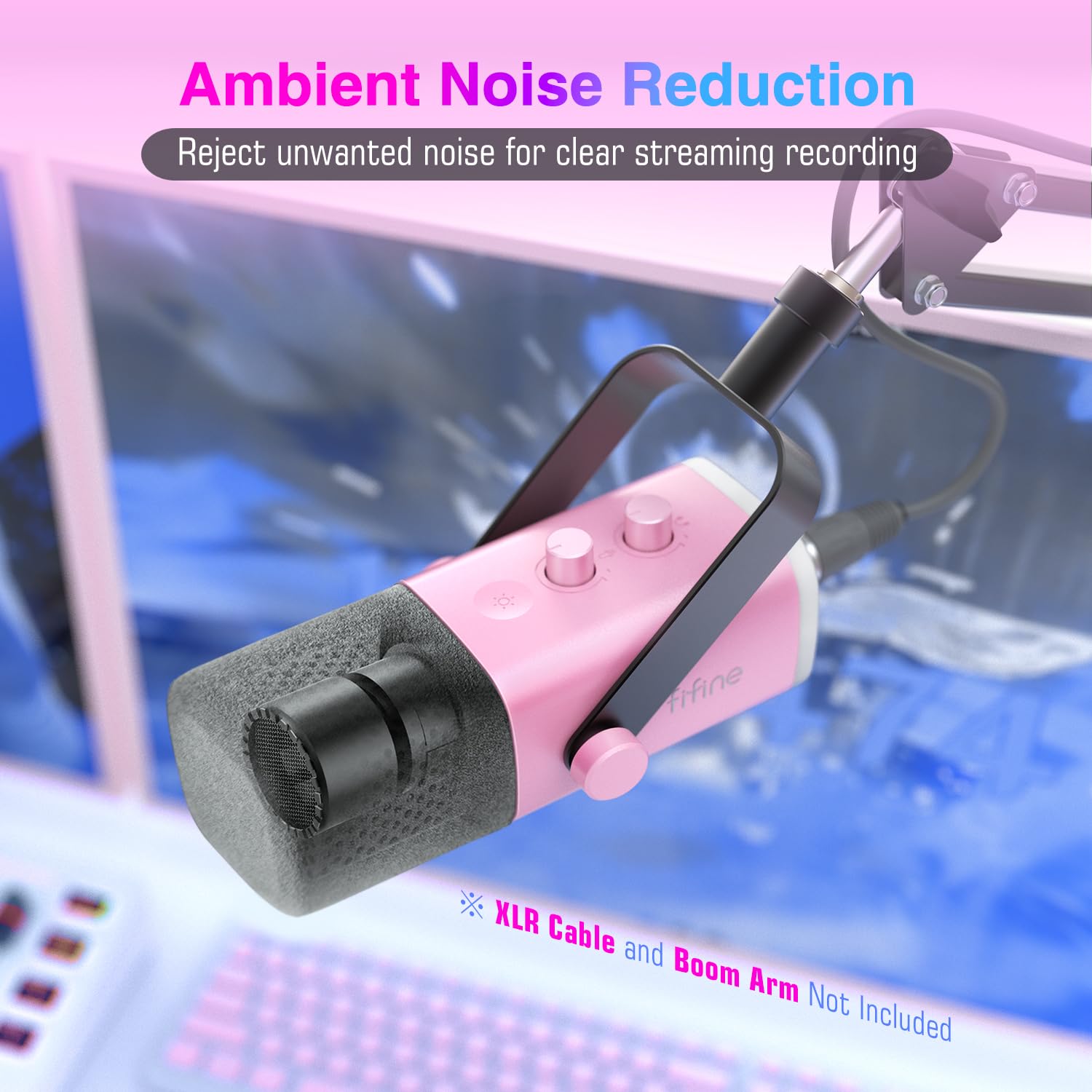 Foto 6 | Micrófono Fifine Xlr/usb Am8 Rosa Con Conector Para Auriculares Y Rgb - Venta Internacional.
