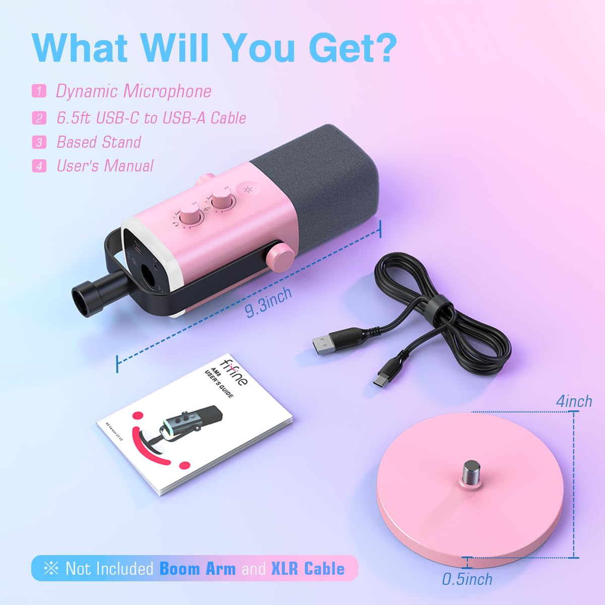 Foto 8 pulgar | Micrófono Fifine Xlr/usb Am8 Rosa Con Conector Para Auriculares Y Rgb - Venta Internacional.
