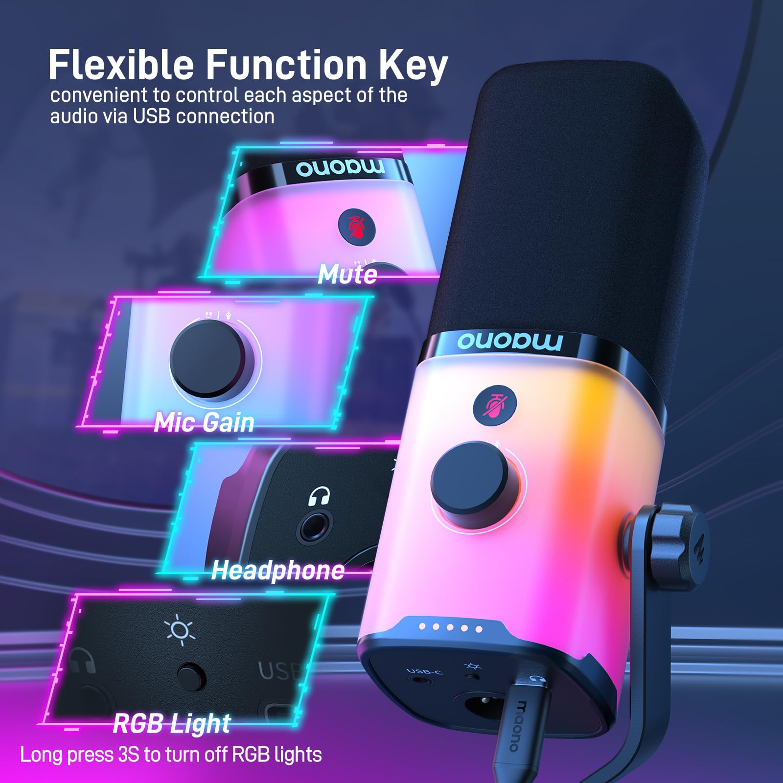 Foto 7 pulgar | Micrófono Para Videojuegos Maono Pd100x Xlr/usb Con Software Rgb - Venta Internacional.