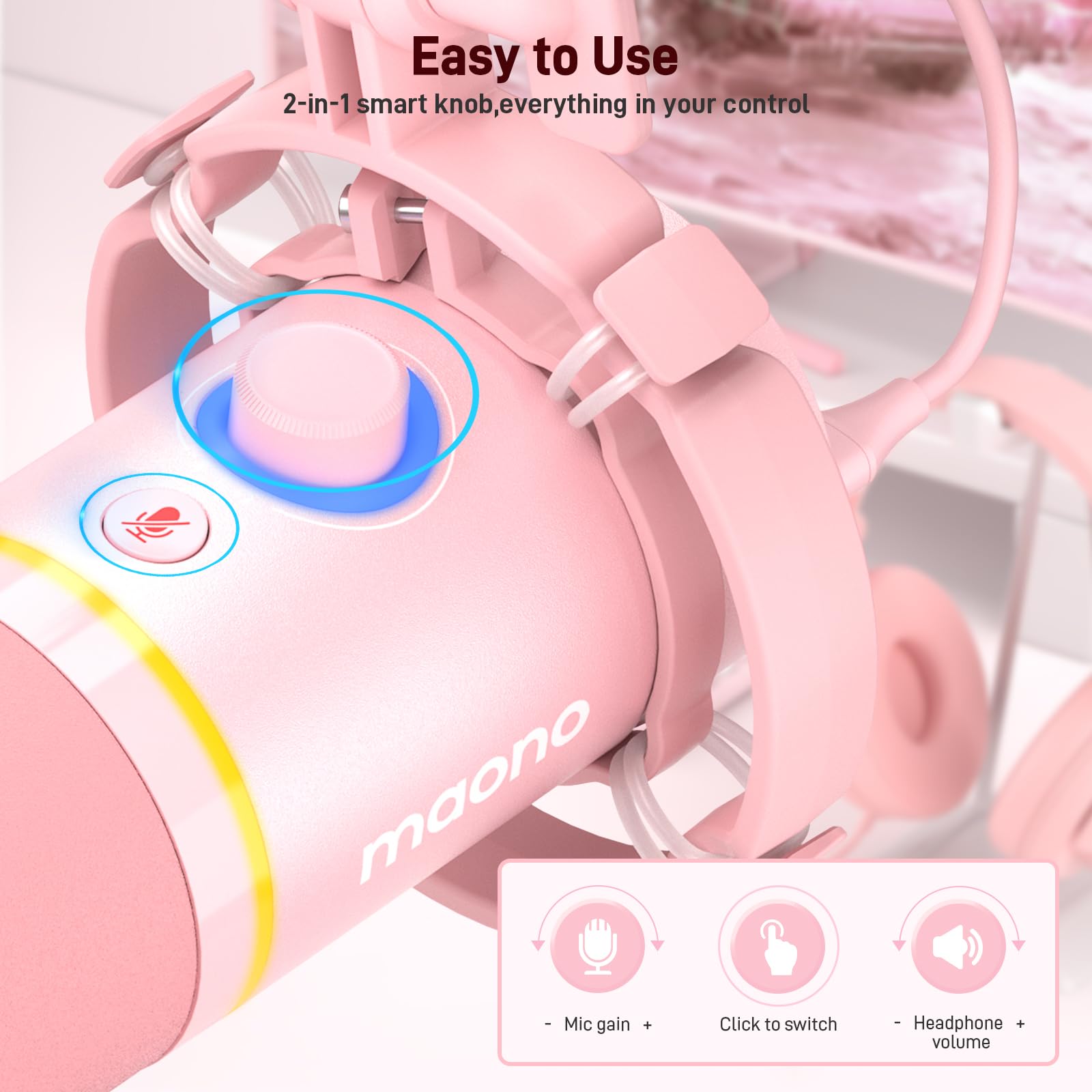 Foto 6 pulgar | Micrófono Maono Pd200xs Dynamic Xlr/usb Con Software Rosa - Venta Internacional.