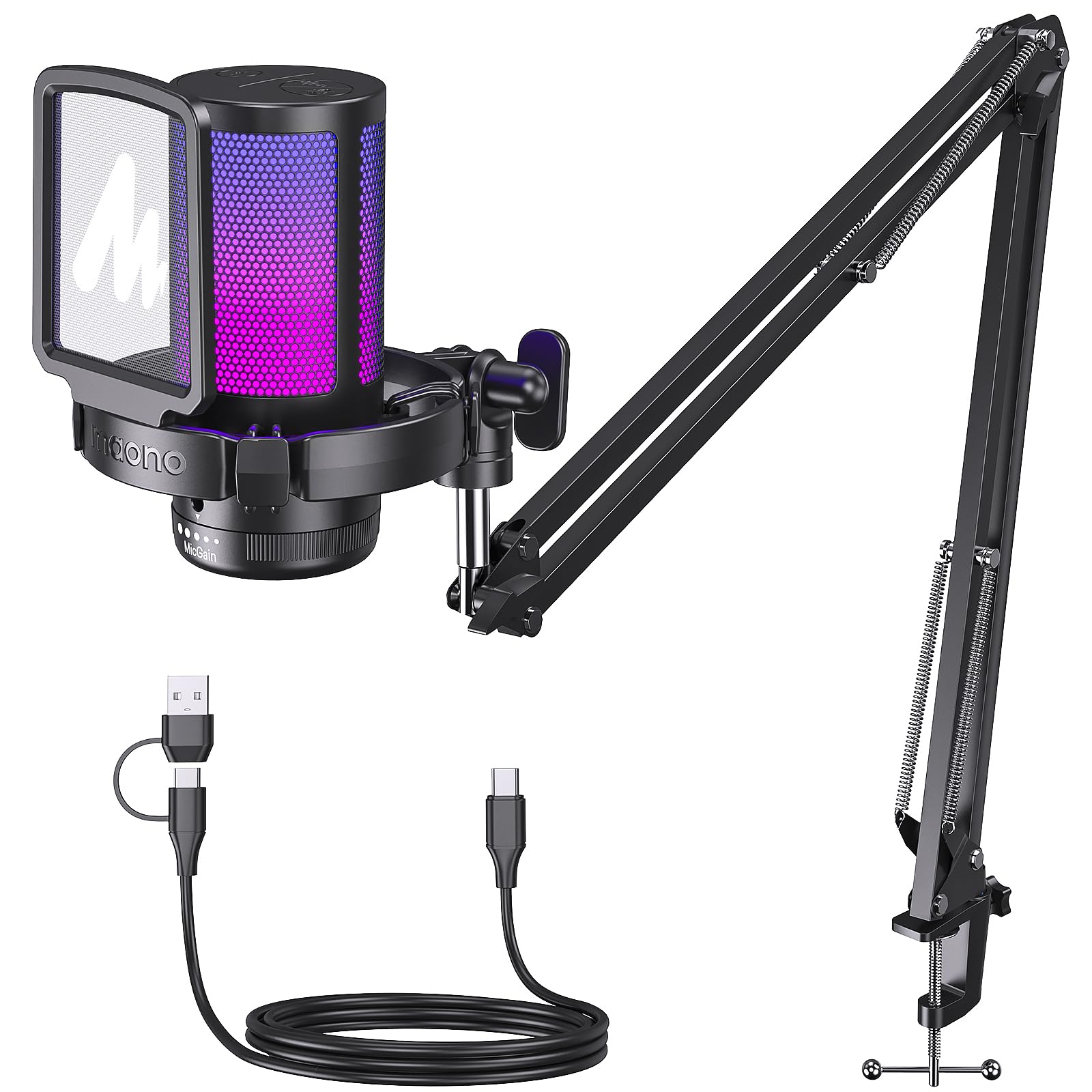 Foto 1 | Micrófono Usb Maono Gamerwave Dgm20s Con Brazo Auxiliar Y Rgb - Venta Internacional.