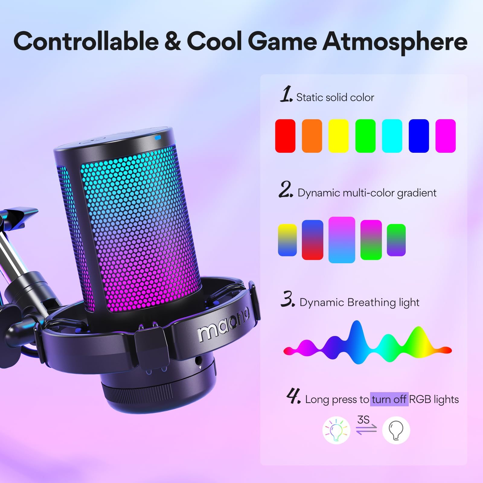Foto 4 pulgar | Micrófono Usb Maono Gamerwave Dgm20s Con Brazo Auxiliar Y Rgb - Venta Internacional.