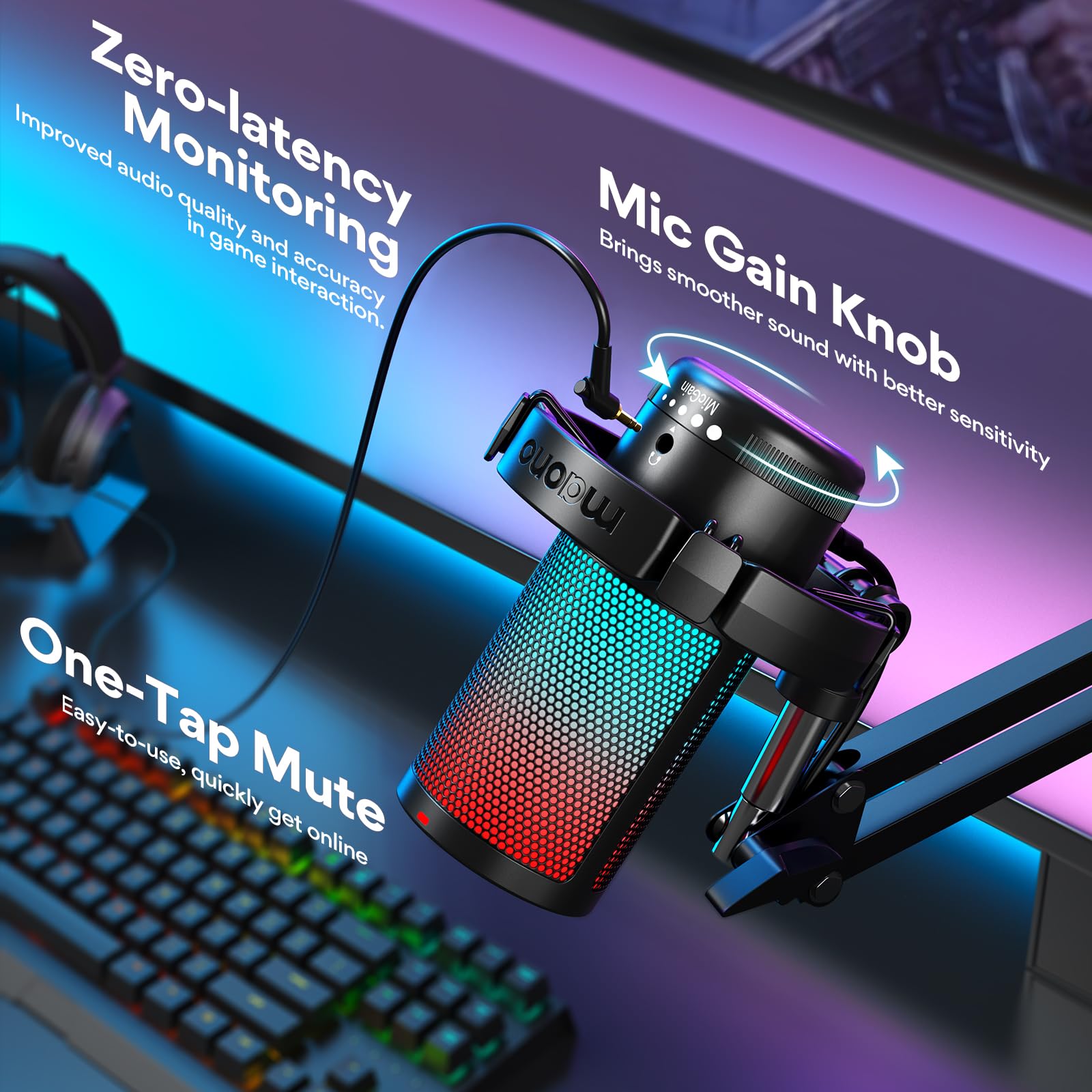 Foto 5 pulgar | Micrófono Usb Maono Gamerwave Dgm20s Con Brazo Auxiliar Y Rgb - Venta Internacional.