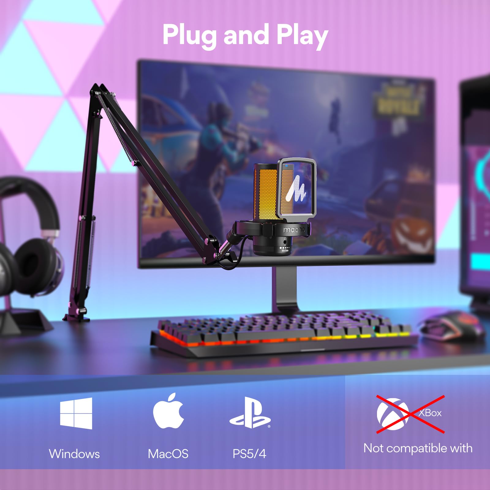 Foto 7 pulgar | Micrófono Usb Maono Gamerwave Dgm20s Con Brazo Auxiliar Y Rgb - Venta Internacional.