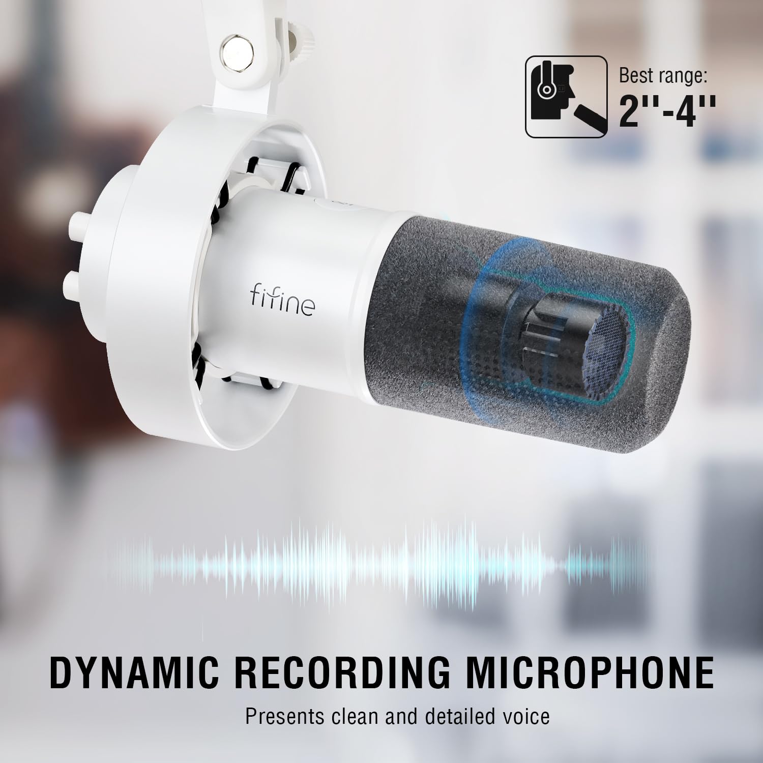 Foto 3 pulgar | Micrófono Fifine Studio Xlr Dynamic Usb Pc Podcast K688 Blanco - Venta Internacional.