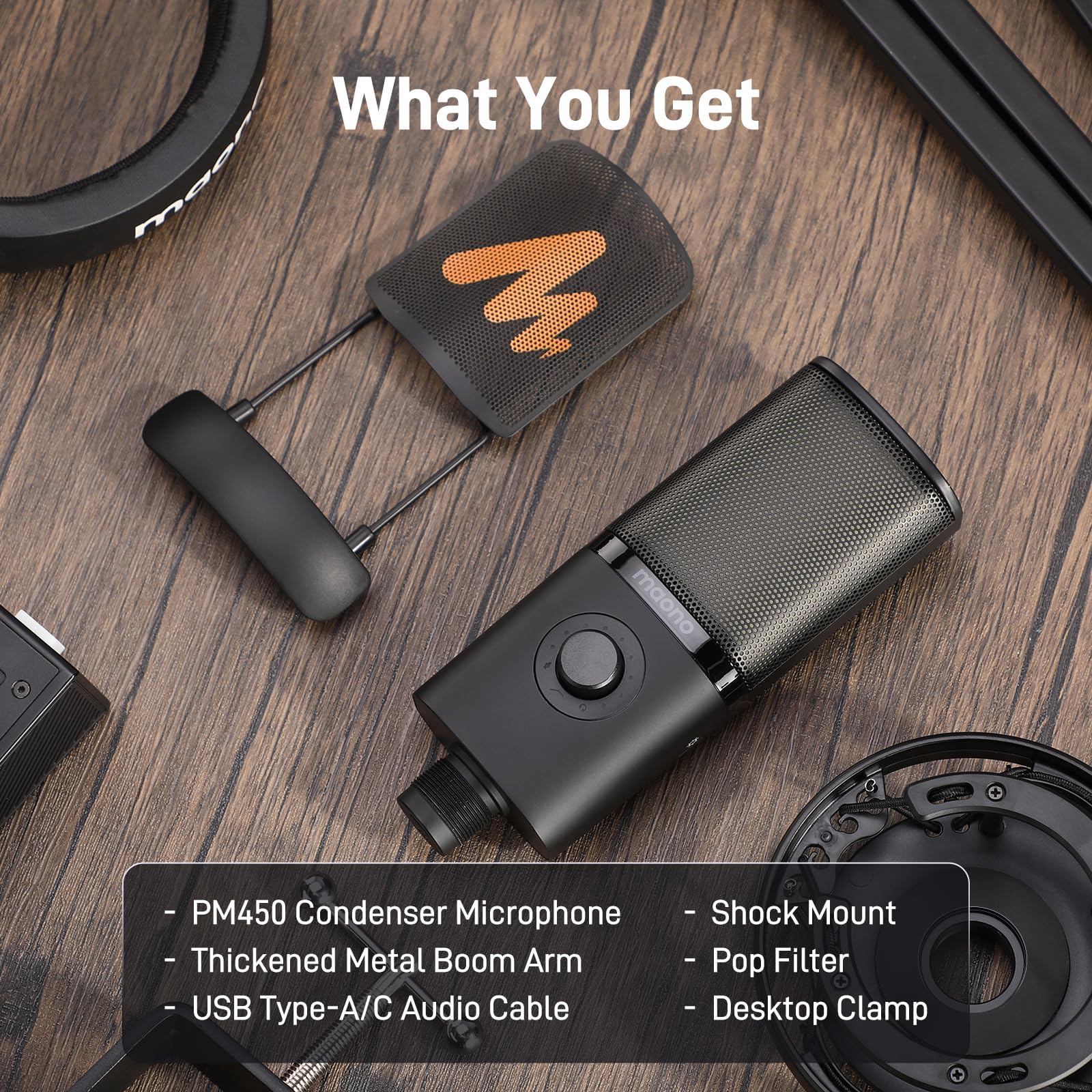 Foto 7 | Micrófono De Condensador Usb Maono Pm450 Con Soporte Amortiguador Y Brazo - Venta Internacional.