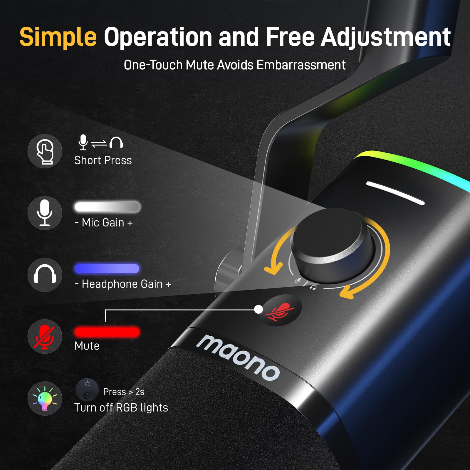 Foto 7 pulgar | Micrófono Para Juegos Maono Pd100xs Usb Xlr Con Boom Arm Y Software - Venta Internacional.