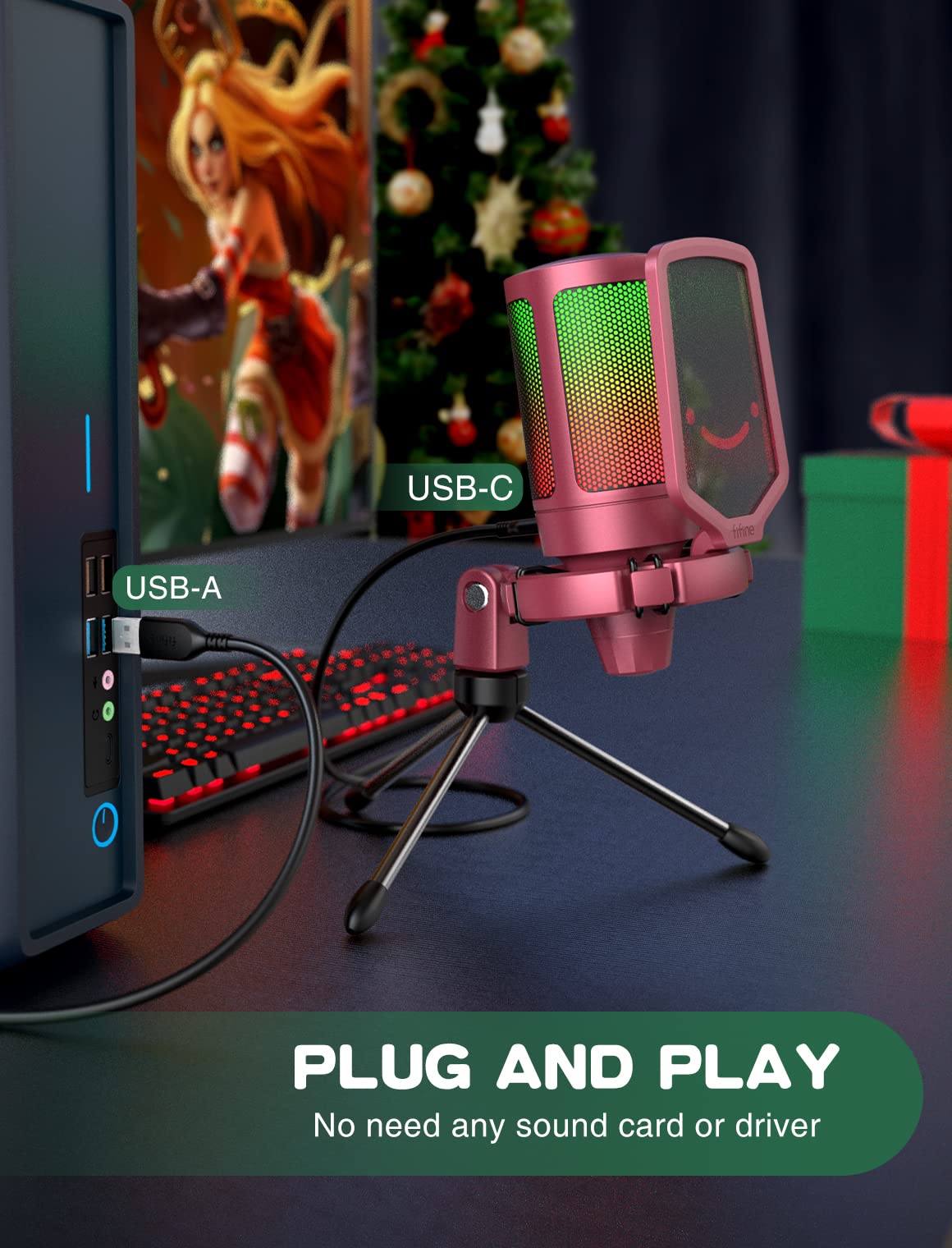 Foto 6 pulgar | Micrófono Usb Fifine Ampligame Pc Gaming Streaming Red - Venta Internacional.