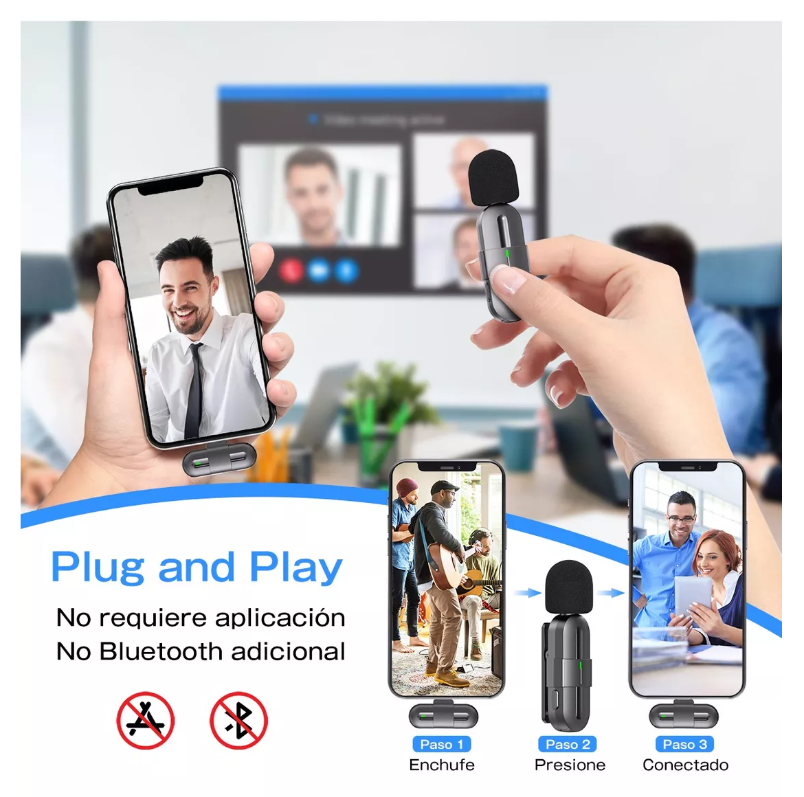 Foto 4 pulgar | Micrófono Inalámbrico para Android/iPhone/pc Negro