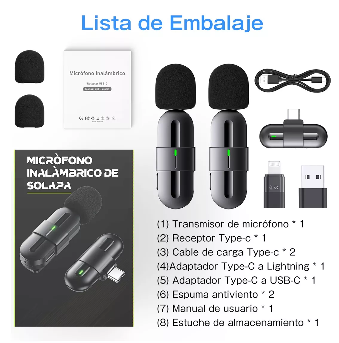 Foto 6 pulgar | Micrófono Inalámbrico para Android/iPhone/pc Negro