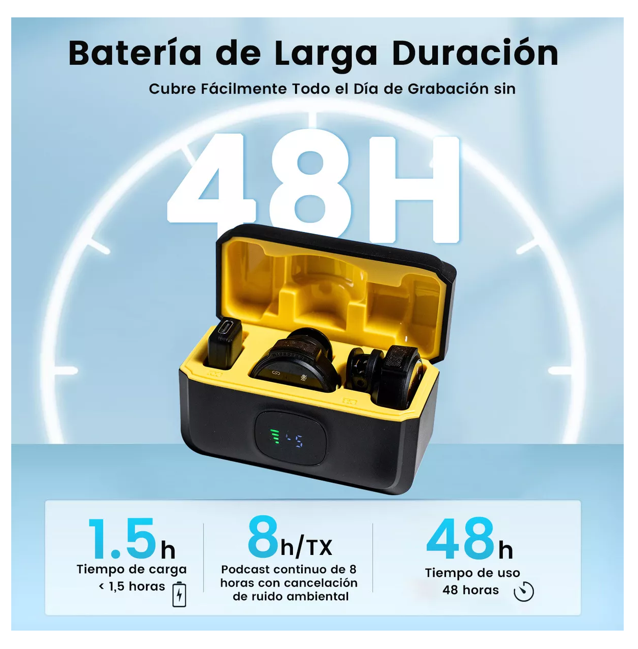 Foto 3 | Mini Micrófono De Solapa Inalámbrico Para Iphone Y Android Hi-fi 2 Pcs Amarillo Negro