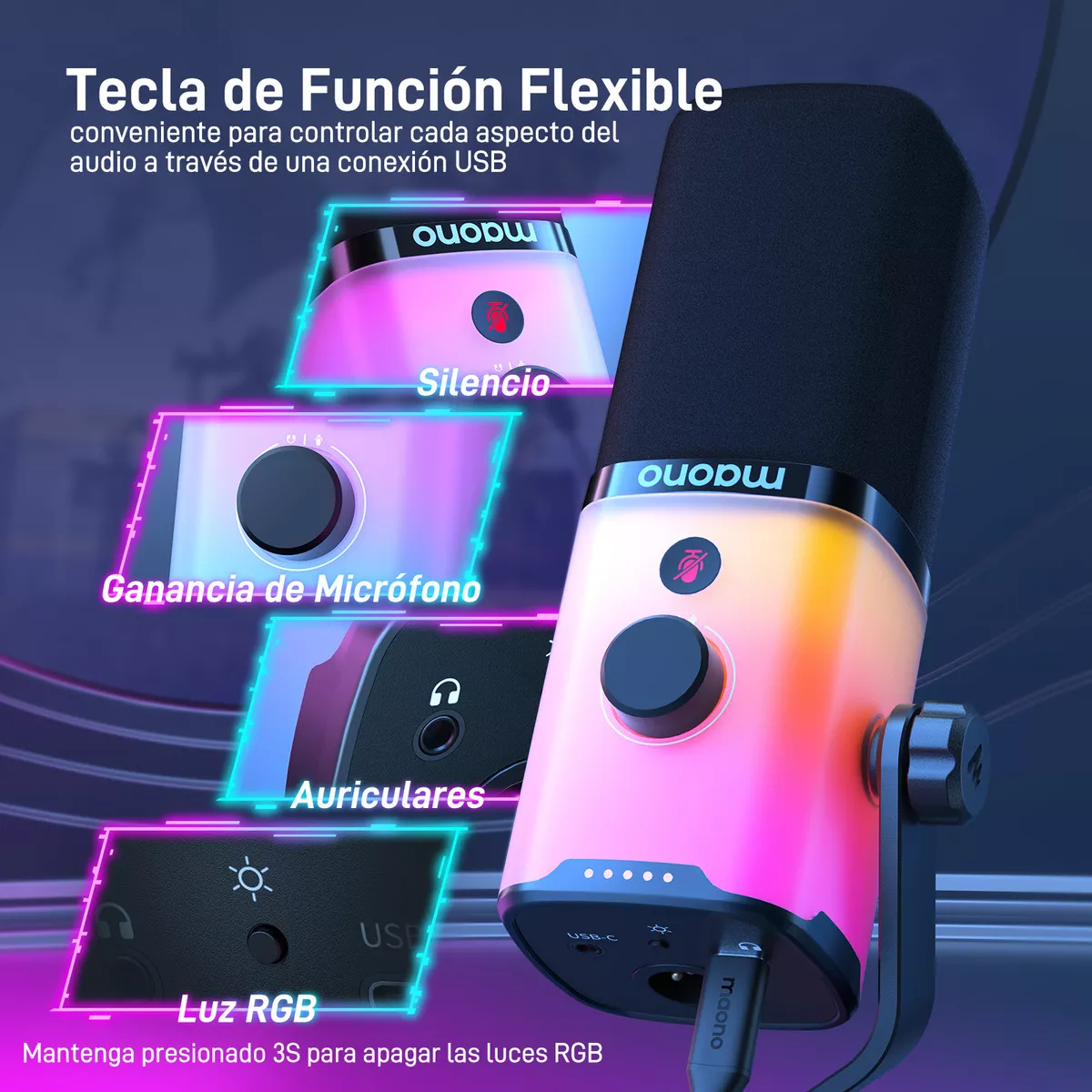 Foto 3 | Microfono Dynamic  Gamer Podcast Eo Safe Imports Esi-16093 Multicolor