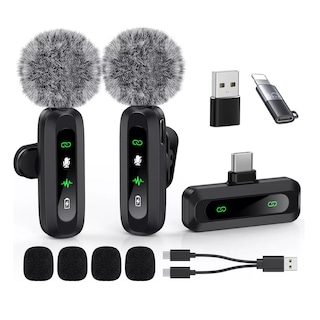 Foto 1 | Micrófono Inalámbrico Cancelación De Ruido Para Iphone Ipad Android 2 Pza Eo Safe Imports Esi-16165 Negro