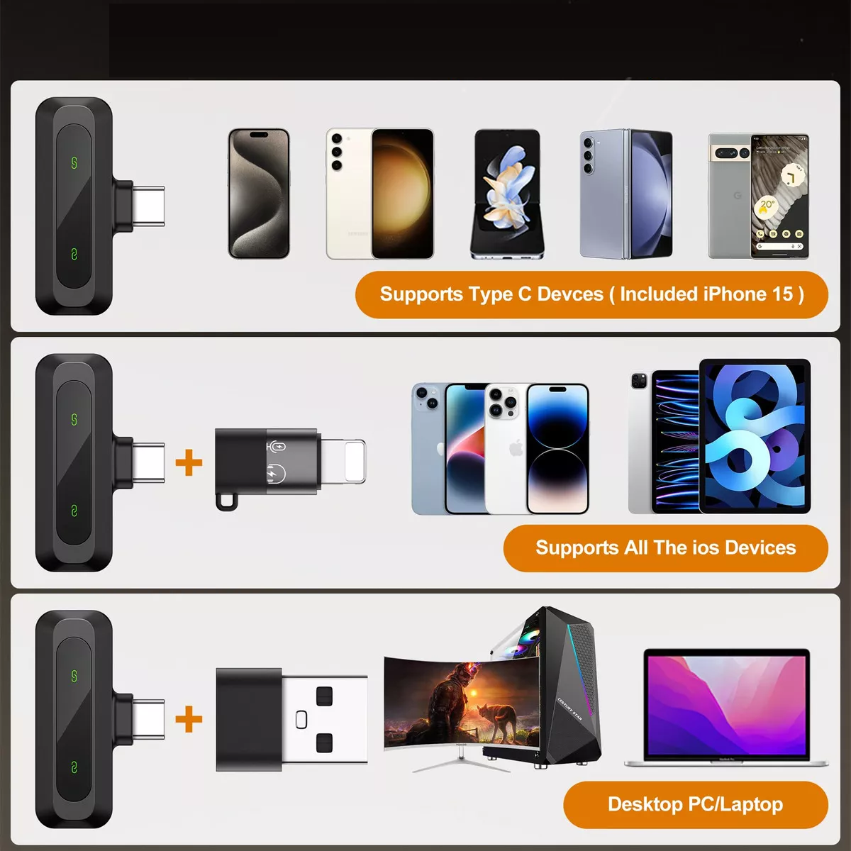 Foto 3 | Micrófono Inalámbrico Cancelación De Ruido Para Iphone Ipad Android 2 Pza Eo Safe Imports Esi-16165 Negro