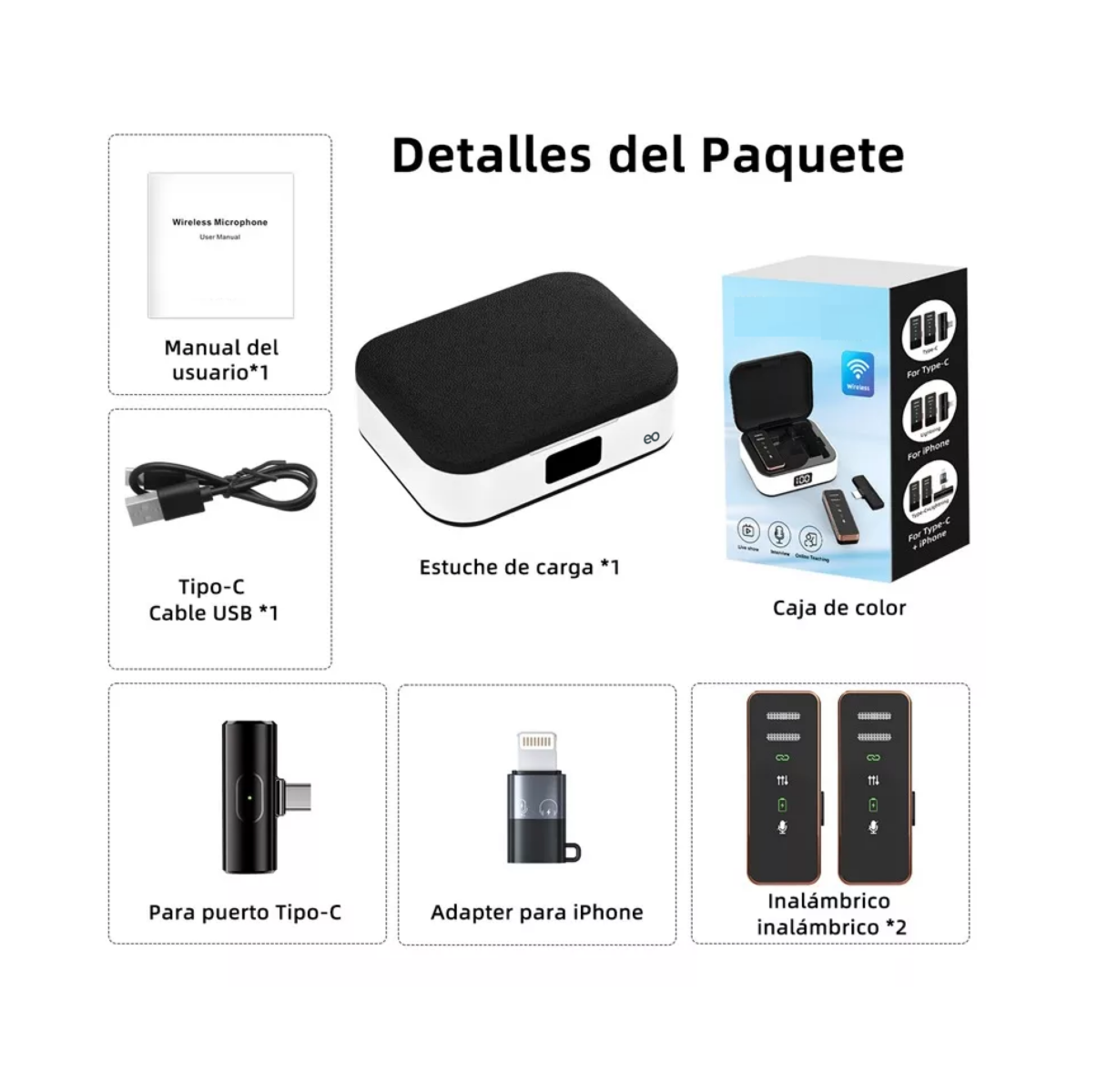 Foto 2 | Micrófono Inalámbrico Para Iphone/android Eo Safe Imports Esi-13263 Multicolor