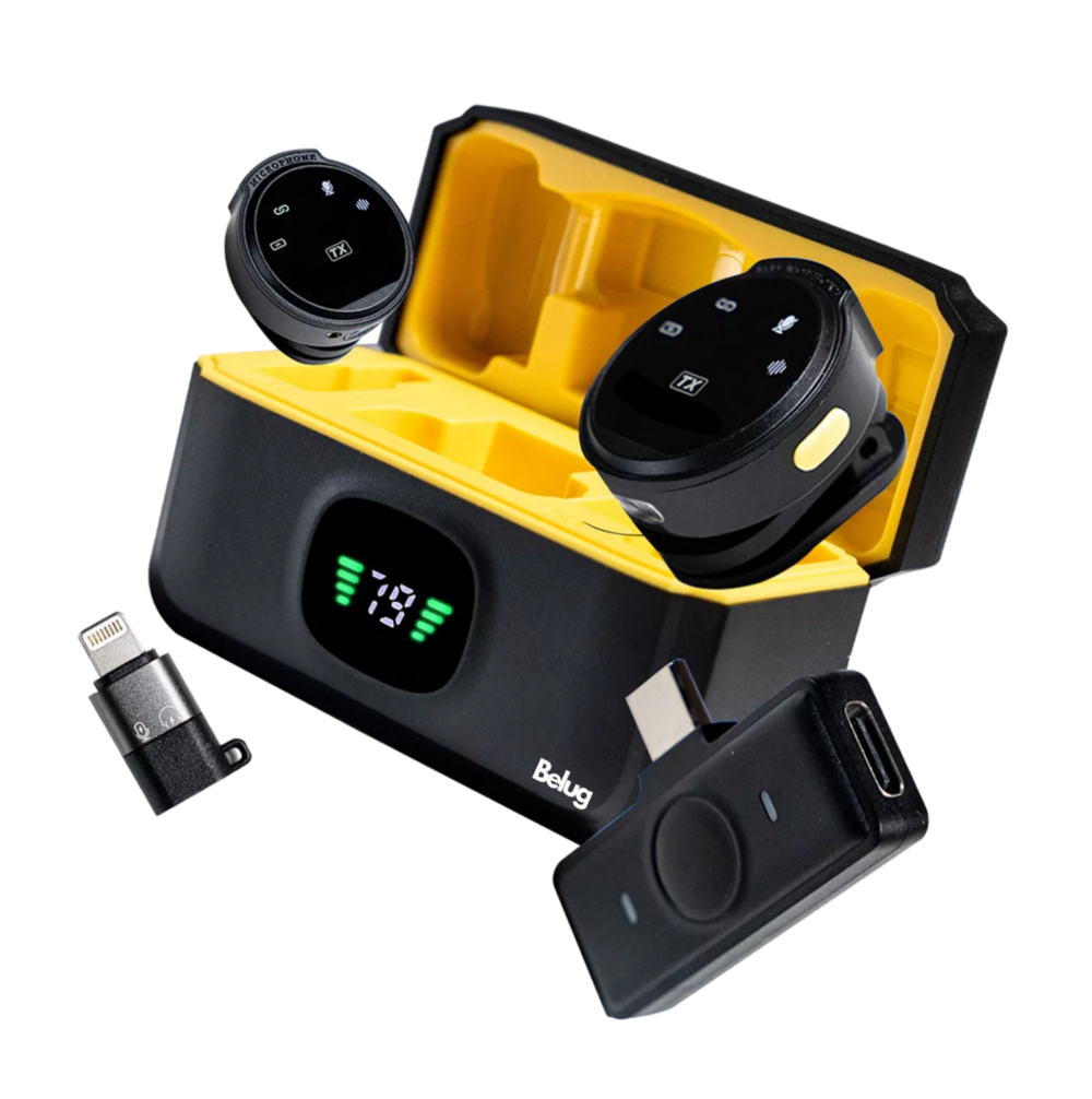 Foto 1 | Mini Micrófono De Solapa Inalámbrico Para Iphone Y Android Hi-fi 2 Pcs Belug Amarillo Negro
