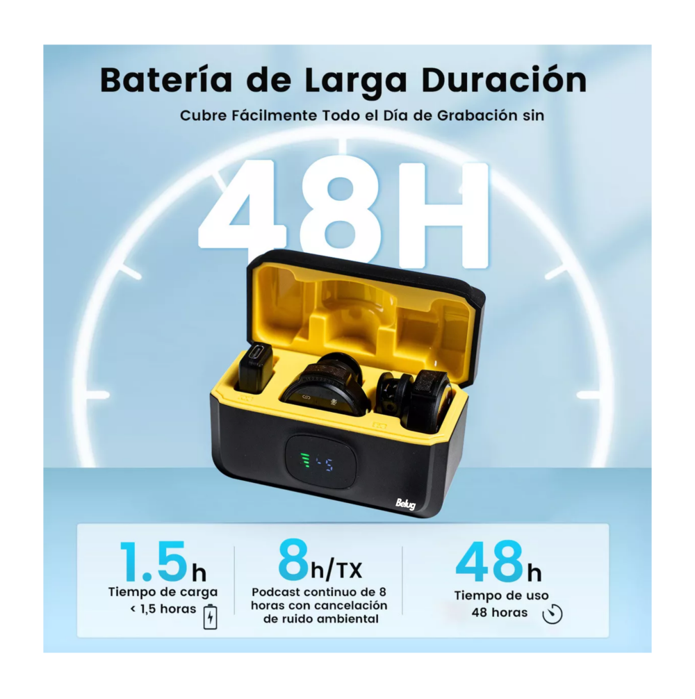 Foto 3 | Mini Micrófono De Solapa Inalámbrico Para Iphone Y Android Hi-fi 2 Pcs Belug Amarillo Negro
