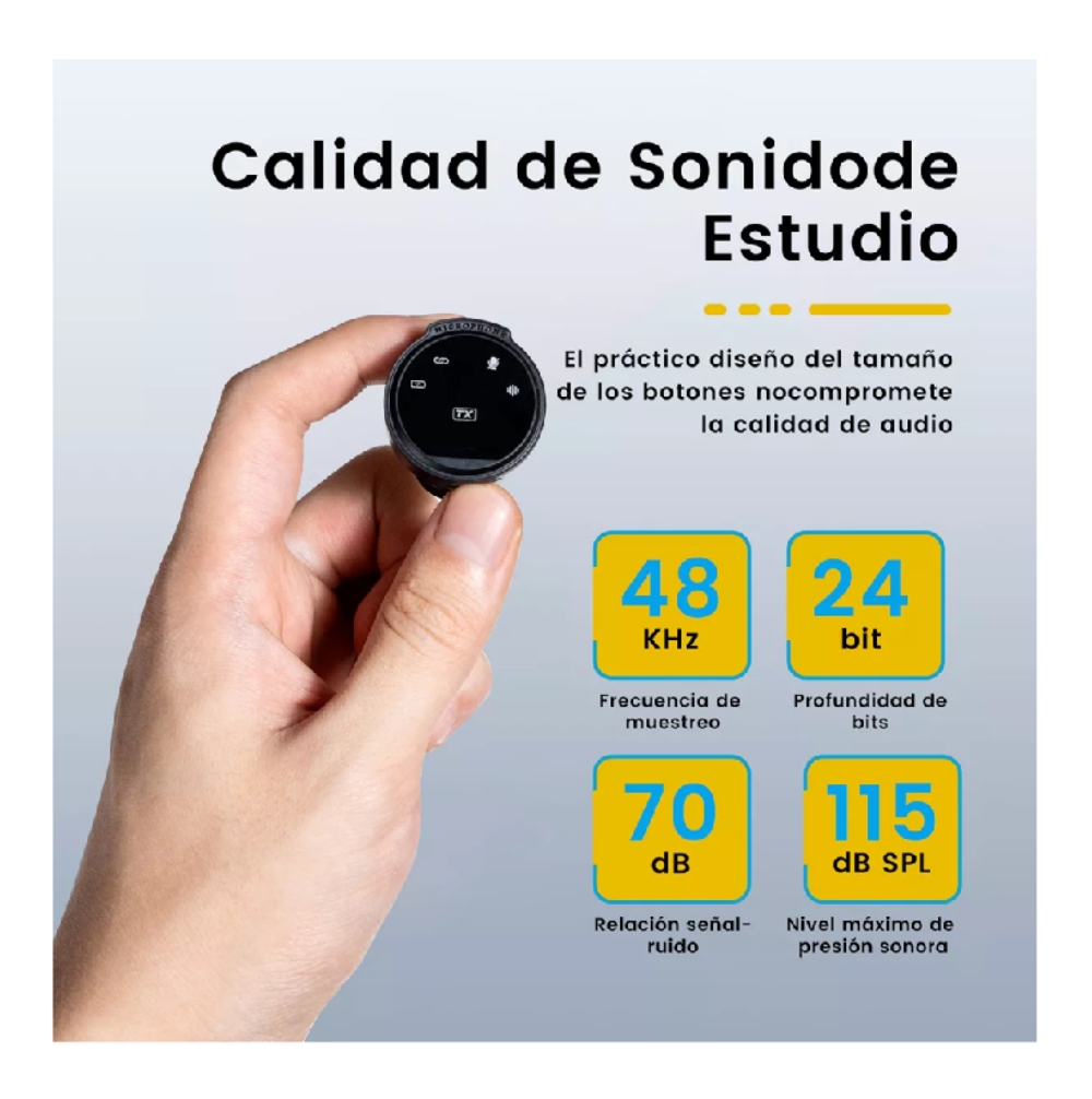 Foto 4 | Mini Micrófono De Solapa Inalámbrico Para Iphone Y Android Hi-fi 2 Pcs Belug Amarillo Negro