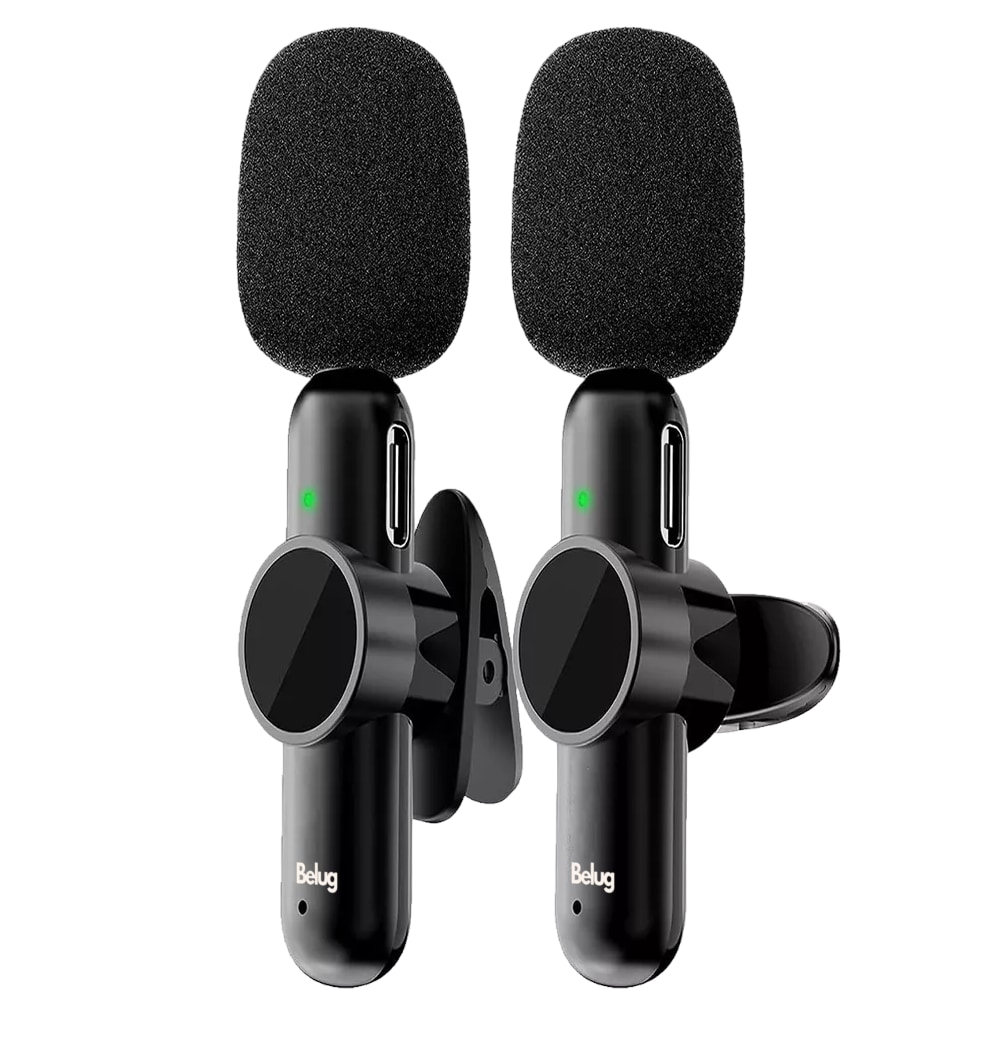 Micrófonos Inalámbrico Belug Para Iphone Android Y Pc 2 Pzs Negro