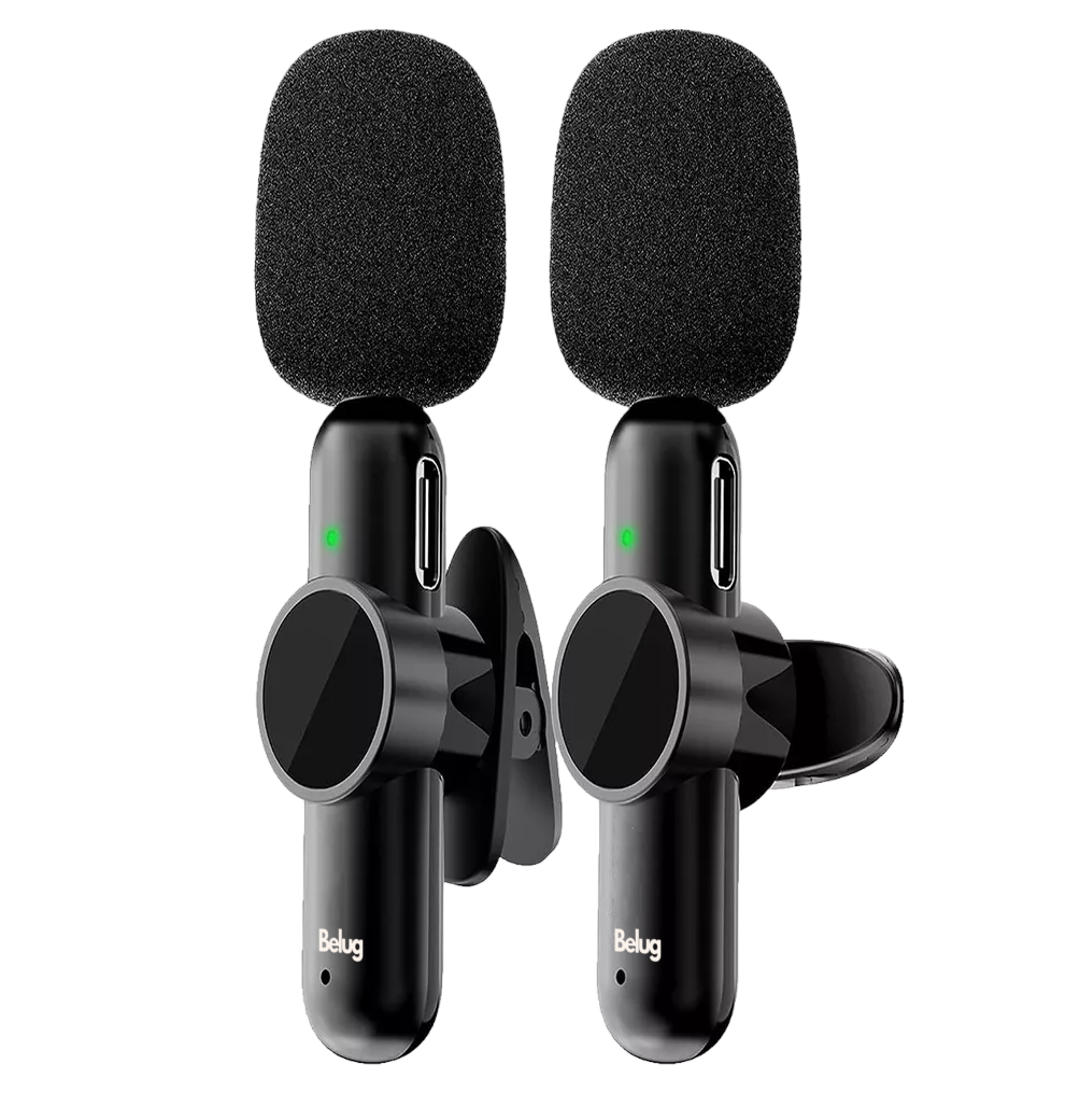 Foto 1 | Micrófonos Inalámbrico Belug Para Iphone Android Y Pc 2 Pzs Negro