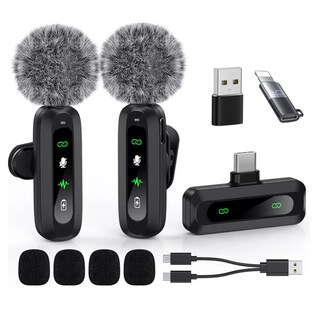 Foto 1 | Micrófono Inalámbrico Cancelación De Ruido Para Iphone Ipad Android 2 Pza Eo Safe Imports Esi-16165-1 Negro