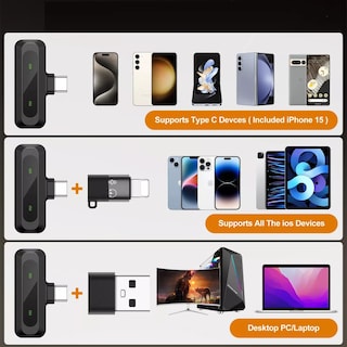 Foto 3 | Micrófono Inalámbrico Cancelación De Ruido Para Iphone Ipad Android 2 Pza Eo Safe Imports Esi-16165-1 Negro