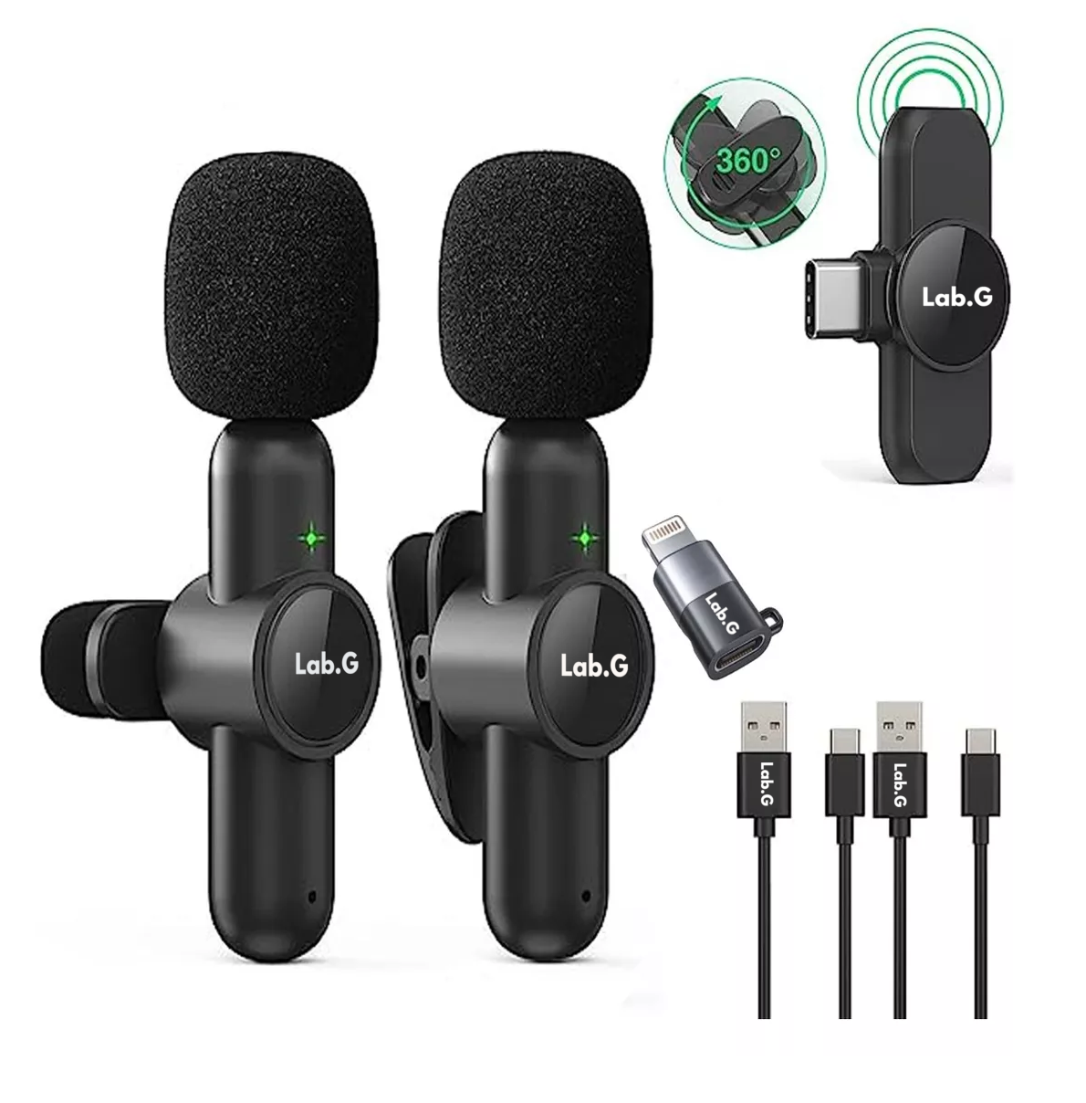 Foto 2 | Micrófonos Inalámbrico Para Iphone Android Y Pc 2 Pzs Negro
